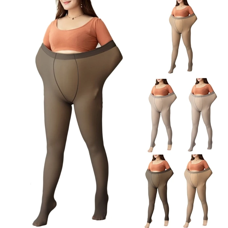 

Women Faux Translucent Fleece Tights Pantyhose Hight Waist Leggings Stockings