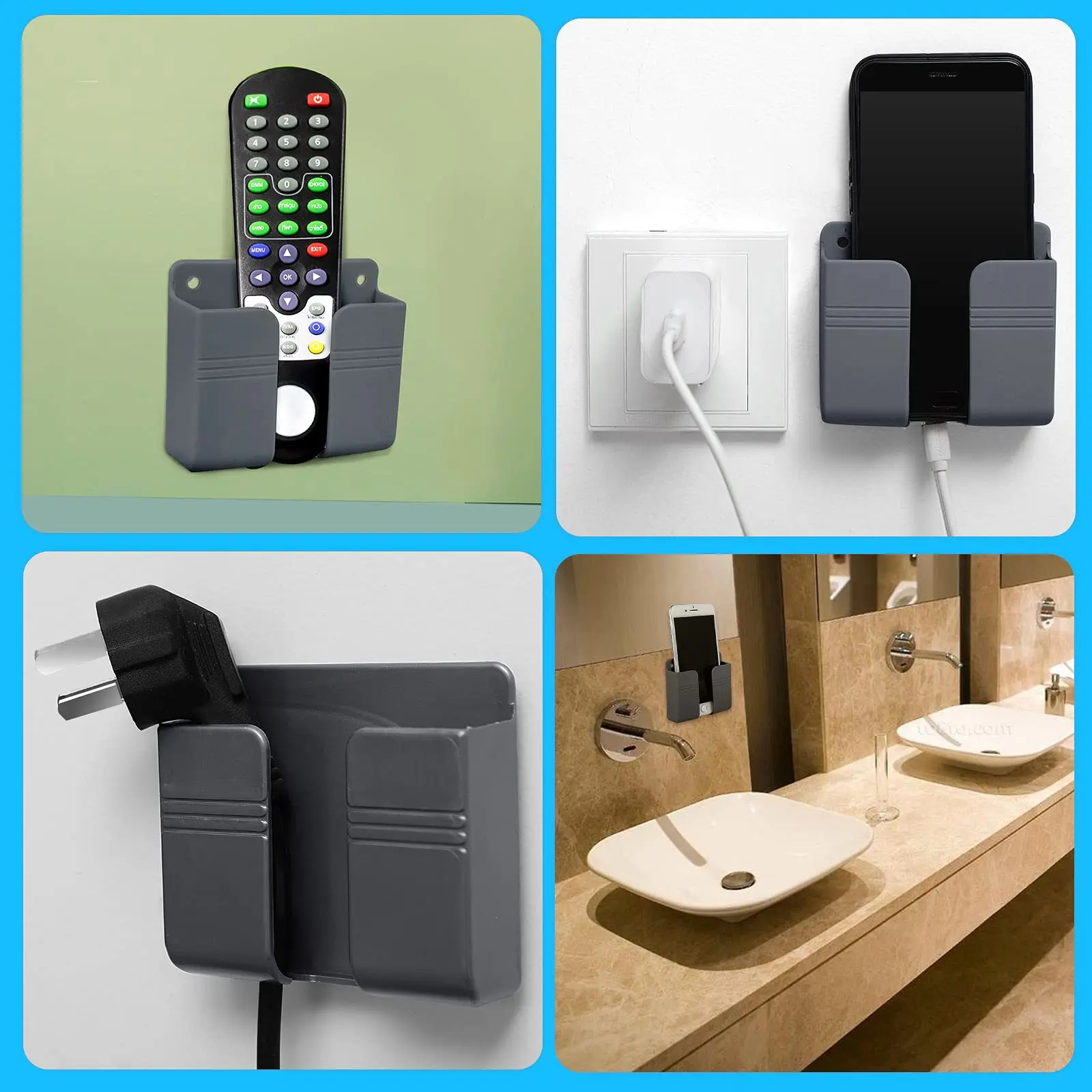 wall mounted organizer storage box mobile phone charging remote control bedside holder container living room kitchen storage free global shipping