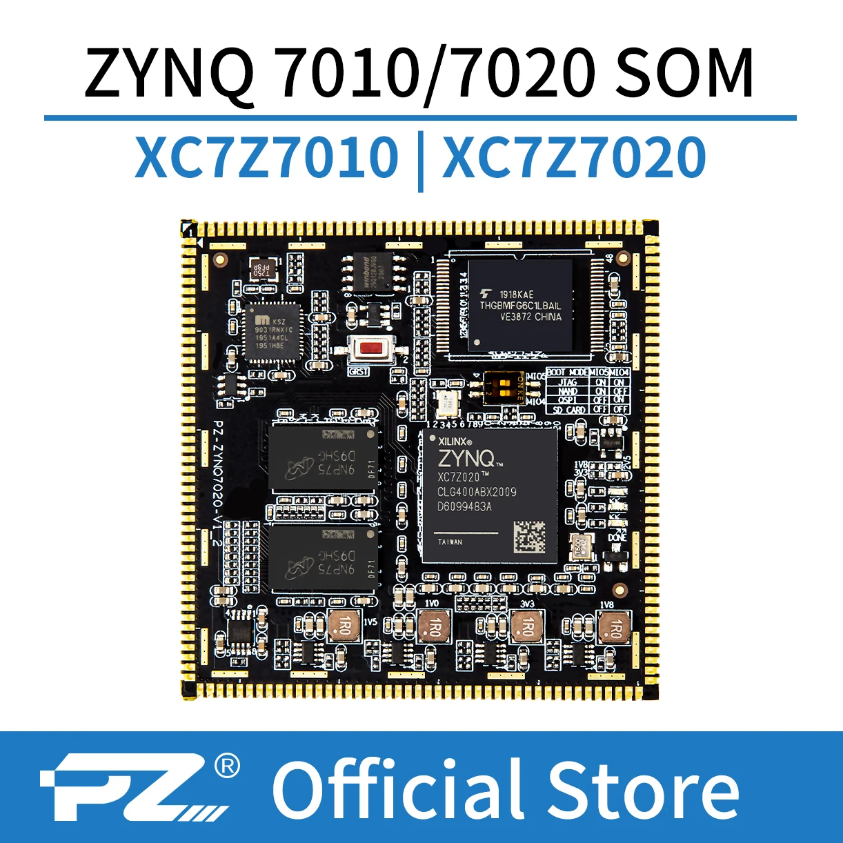 PUZHI XC7Z010 XC7Z020 SoM: Xilinx SoC ZYNQ 7000 7010 7020 FPGA Core Board Industrial Grade  System on Module Stamp Hole