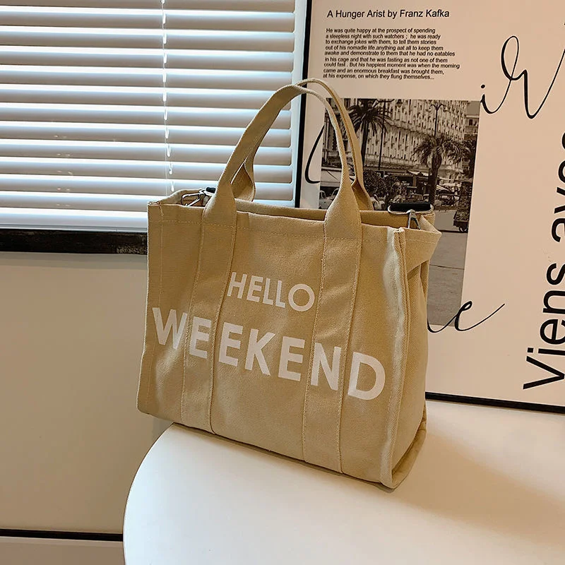 

Korean High-capacity Canvas Portable Tote Bag Women's 2022 New Fashion Trend Casual Fashion Letter Single Shoulder Messenger Bag