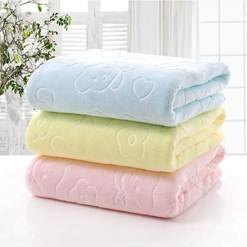

TECHOME Cartoon Bear Towel Solid Jacquard Shower Towels Home Wearable Fast Dry Bathroom Gym Yoga Magic Bath Large Beach