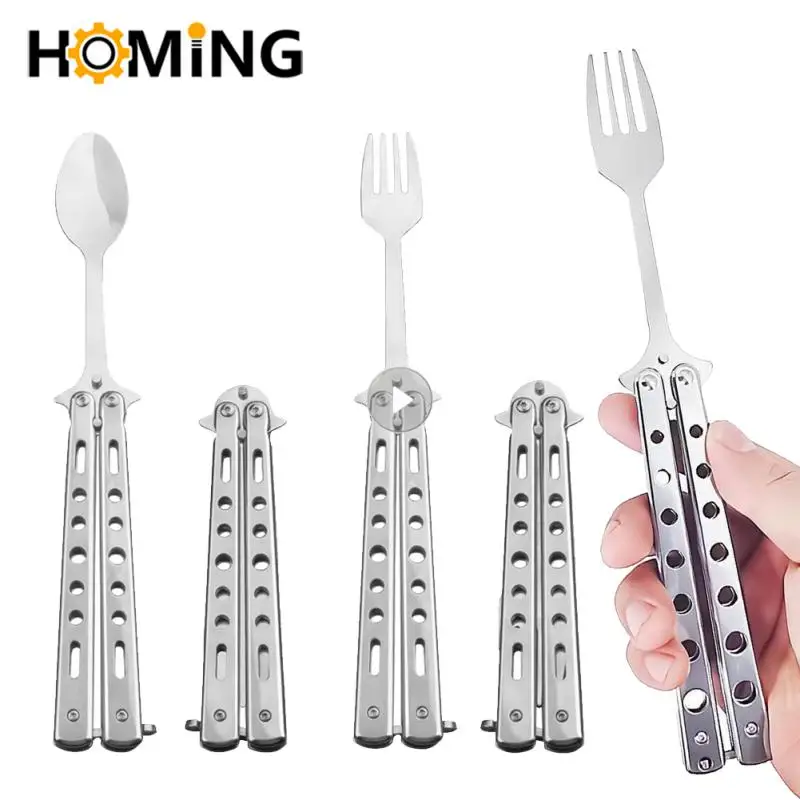 1 шт. Складная ложка-бабочка вилка балисонг тренировочная ложка нож-бабочка
