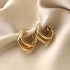 Золотые Большие серьги-кольца, корейские геометрические металлические золотые серьги для женщин, женские висячие серьги в стиле ретро, Модная бижутерия 2022