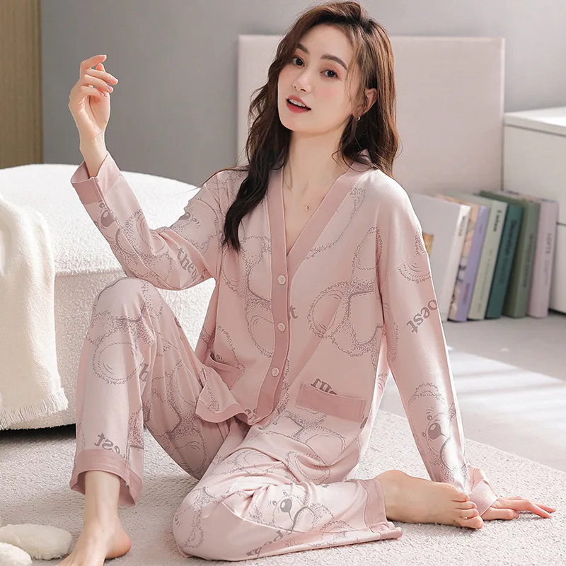 Корейская пижама Pour Femme новая осенне-зимняя одежда для сна женский комплект