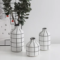 nordic home decoration geometric black and white pattern ceramic vase villa living room bedroom arranging flower vase ornaments