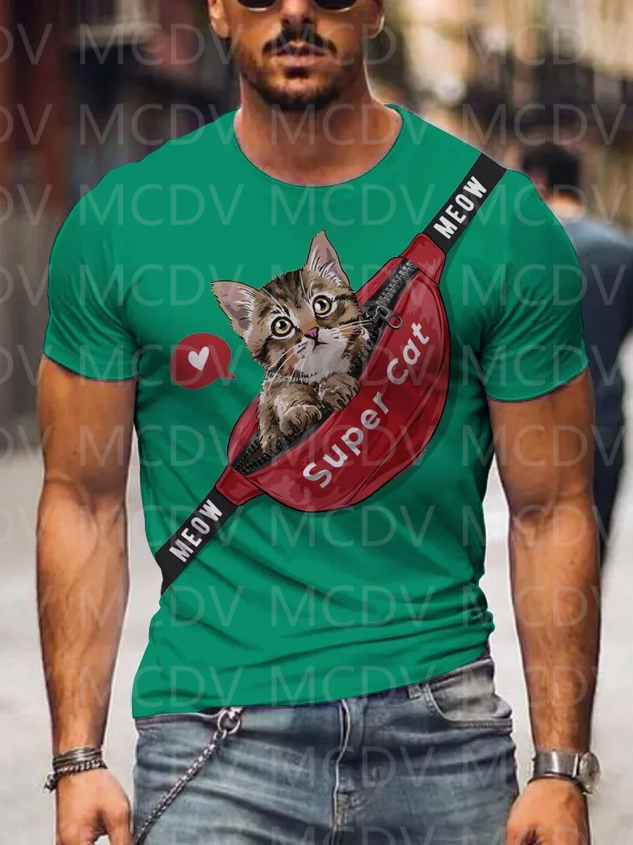 

2023 Summer Men's Cute Cat T-Shirt The Colorful The Best He Him Hole LGBT3D Printed T Shirt