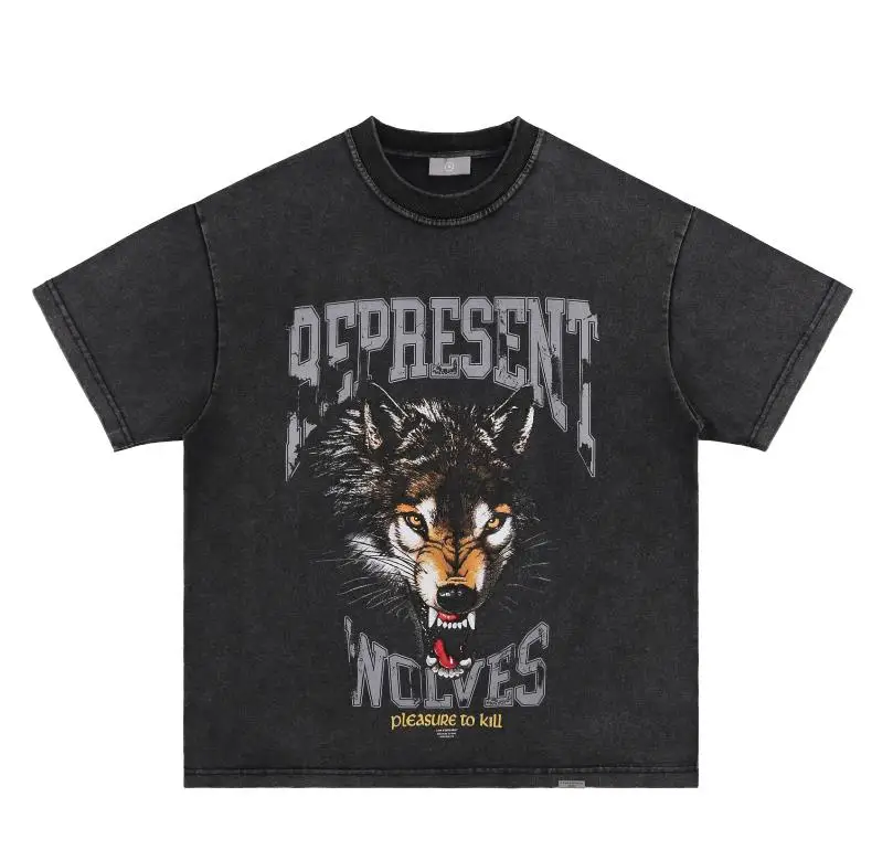 

Heavy Fabric Vintage REPRESENT T-shirt Men Women Best Quality Represent Tee Digital Printing Hound Print Pattern Tops
