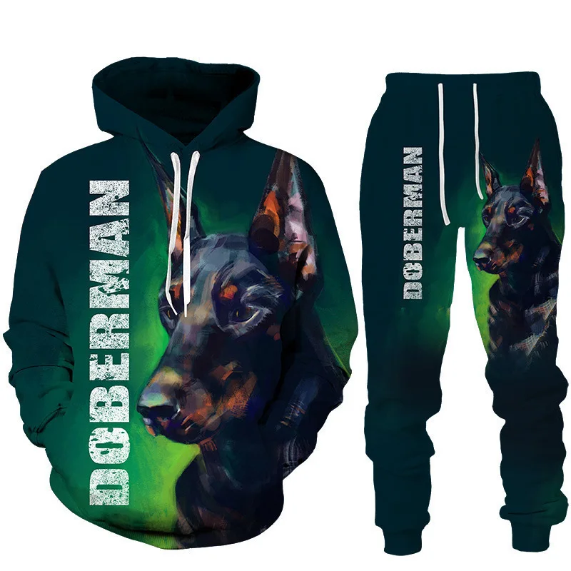 German Shepherd Hoodie SHEPHERD 3D Printed Men's Hoodie long pants Set Funny Men Tracksuit Animal Sweatshirt Trousers Sportswear