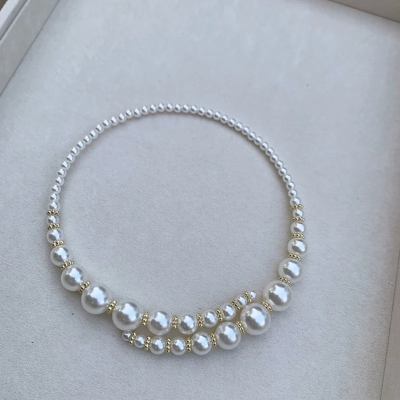 Регулируемый воротник ожерелье с искусственным жемчугом шейная цепочка для