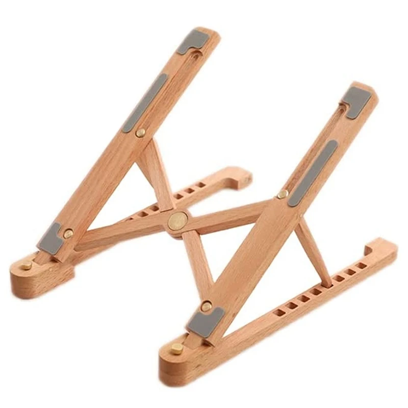 

Laptop Stand, Wooden Laptop Stand Stand 8 Angle Adjustable Wooden Foldable Portable, Compatible With 10-15.6 Inch Laptop