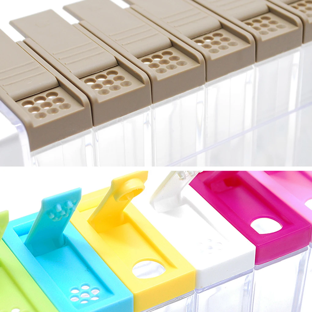 

6Pcs set Transparent Plastic Condiment Box Bottle Seasoning Spice Storage Container Jars Pots