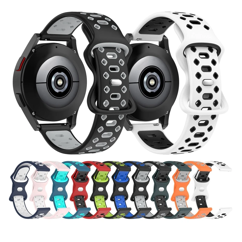 

Watch Replace Wriststrap Quick Release Silica Dual Color Bracelet Compatible with GalaxyWatch 5 pro Anti-scratch Strap K1KF