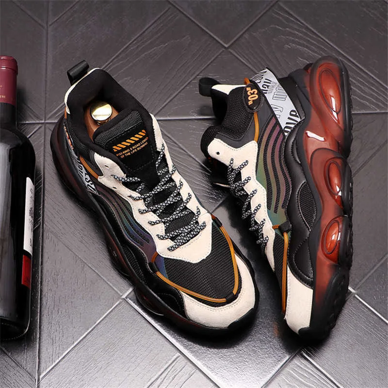 

leather Men's breathable sneakers skate shoes hip hop platform apartments high quality zapatillas hombre