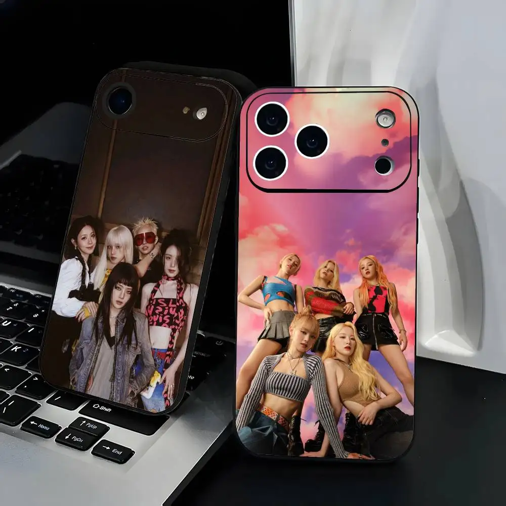 Фото Kpop Group (G) Idle Phone Case Модный черный матовый чехол для телефона из ТПУ для iPhone 12-17. Окрашенный УФ-спрей дизайн, против падения Ежедневно P №1