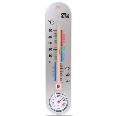 

Deli 9013 indoor temperature hygrometer silver baby room hospital greenhouse with thermometer restaurant hotel hygrometer