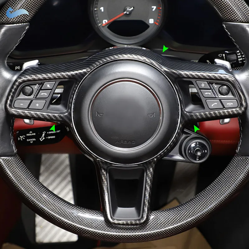 Cubierta Interior para volante de coche, accesorio de fibra de carbono ABS, embellecedor para Porsche Cayenne Macan Panamera 718 918 911