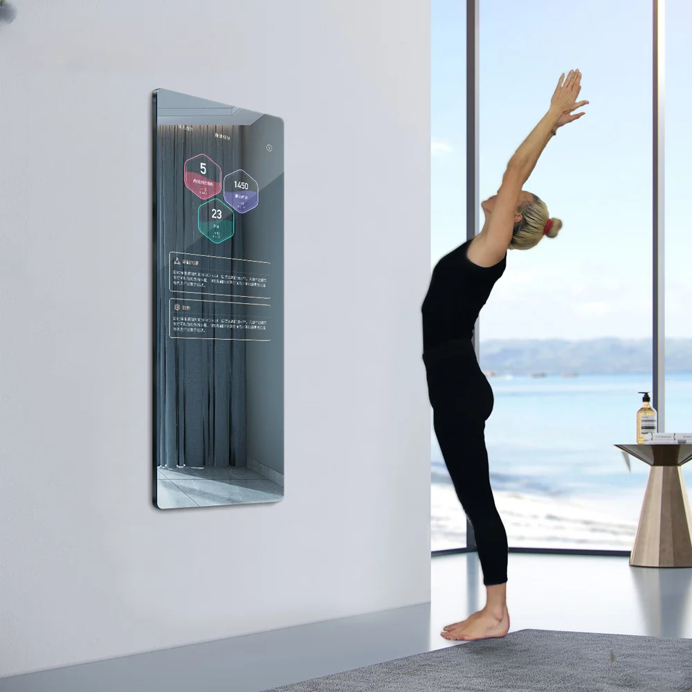 

Vercon wall mounted home workout gym mirrors with 32 inch touch screen Wifi smart fitness mirror