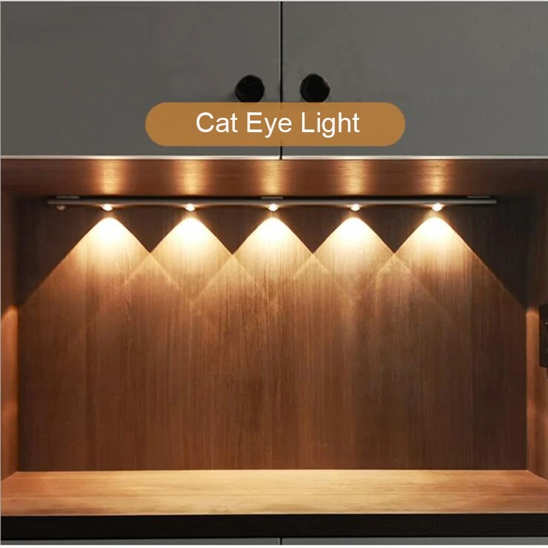 

Cat Eye LED Cabinet Kitchen Light Infrared PIR Motion Sensor Lamp for Wardrobe Wine Showcase AUTO Sensing Hill Cat Eye Light