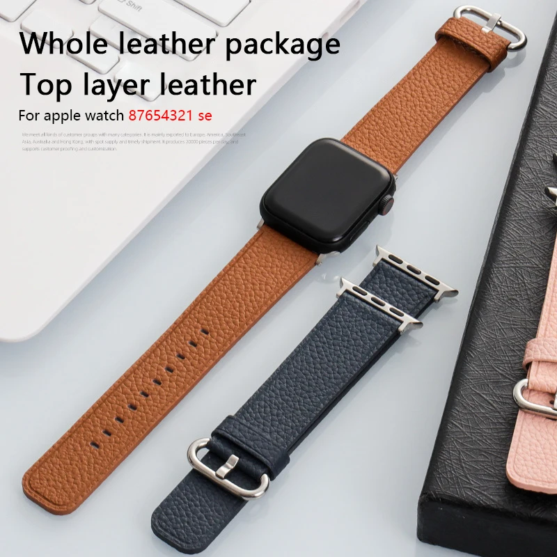 

Кожаный ремешок для Apple watch band 38 42 мм 45 мм 40 мм, браслет для наручных часов iWatch series 6 SE 7 8 49 мм, 41 мм 44 мм