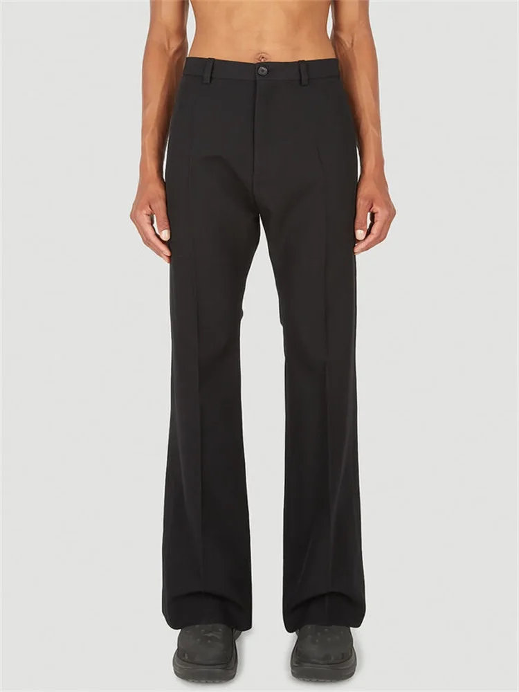 

Men's Spring And Autumn High Waist Casual Pants Korean Simple Trend Mid Line Pleated Versatile Slim Straight Pants