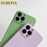 liquid silicone magnetic case for iphone 11 13 12 pro max mini xs xr max 7 8 x plus lens protection back cover wireless charging