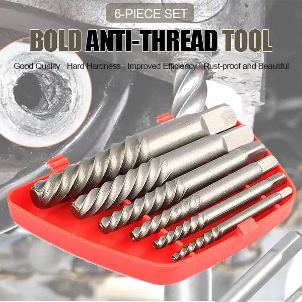 

6Pcs Damaged Screw Extractor Center Drill Bits Broken Screw Remover Durable Easy Out Center Drill Damaged Bolts Remover Tool