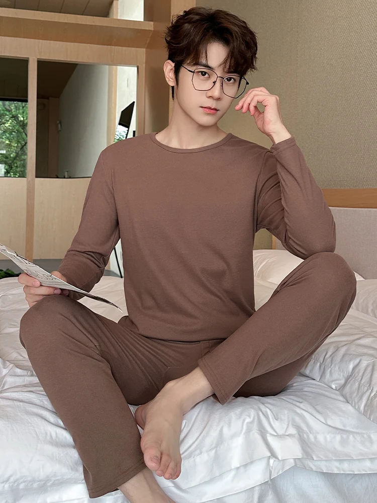 Мужские пижамы на весну и осень-зиму с длинными рукавами Dralon теплые тонкие