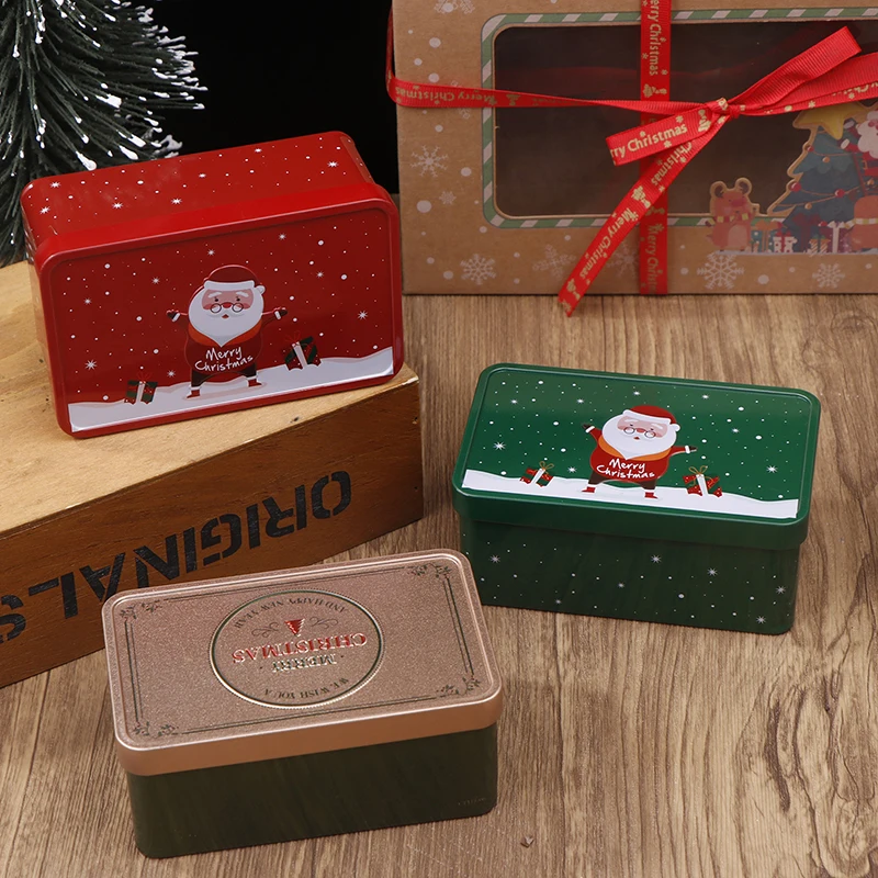 Прямоугольная Рождественская Металлическая Коробка Пустая Банка Для Печенья