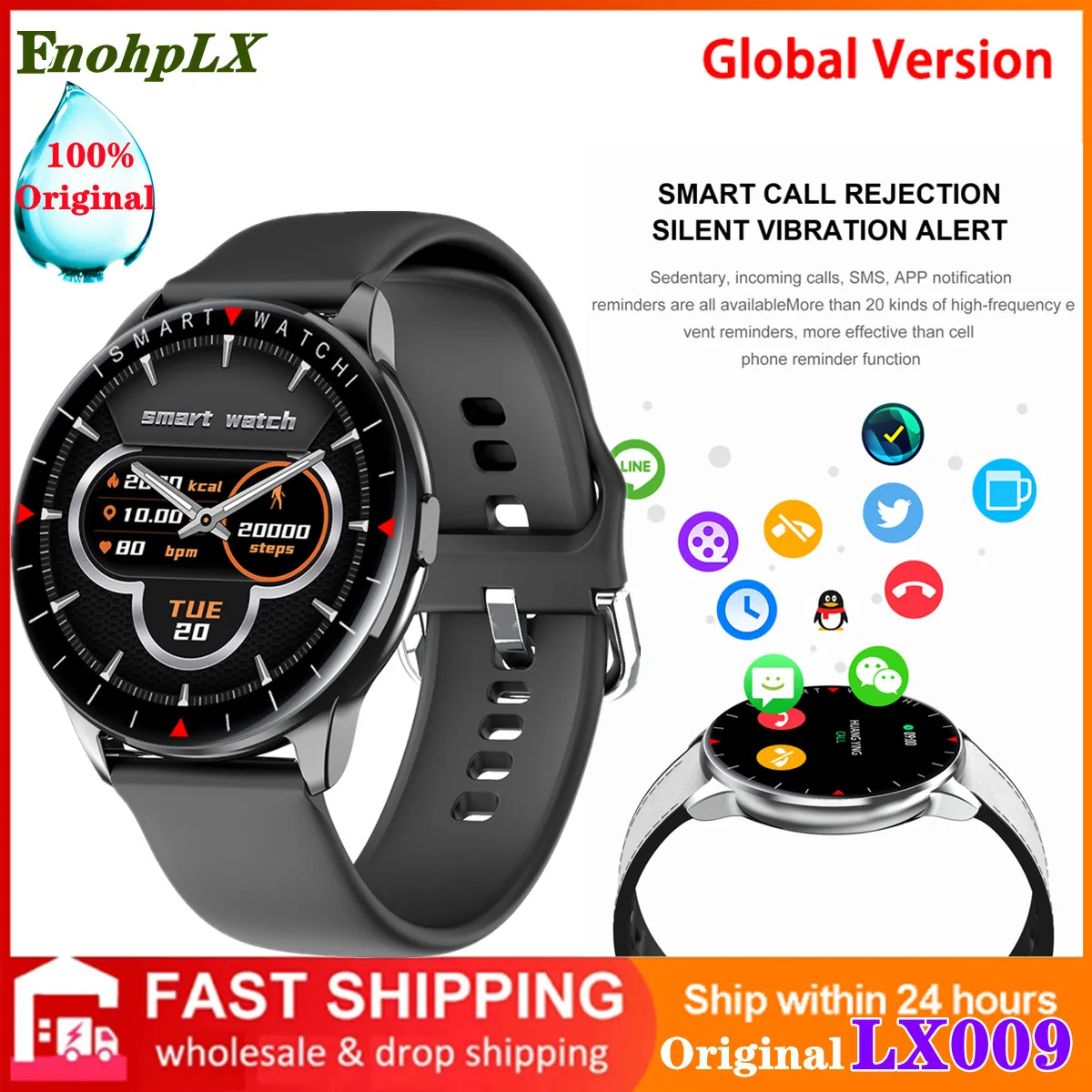 

New Men 1.32 Inch Full Touch Smart Watch Heart Rate Breathing Testing Weather Sports Fitness Tracker Waterproof Women Smartwatch