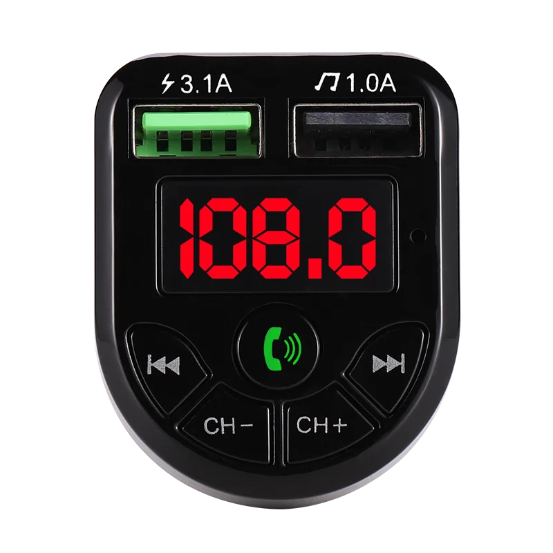 

New LED FM Transmitter Bluetooth 5.0 Car kit Dual USB Car Charger 3.1A 1A 2 Port USB MP3 Music Player support TF/U Disk