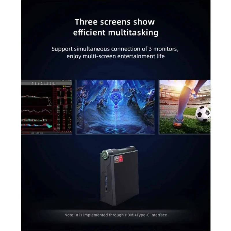 Новинка 2023 игровой ПК am08 pro компьютер Ryze N 9 6900hx DDR5 * 2 4800 МГц 32 ГБ/64 ГБ 512 1Тб. 2280 NVMe/722