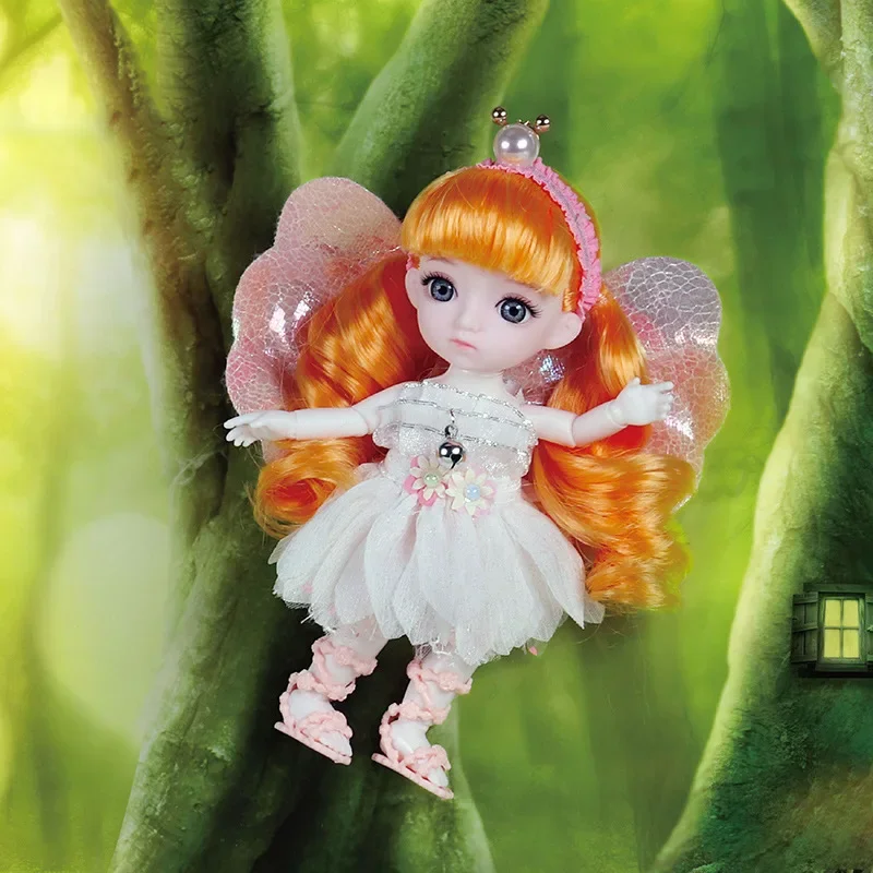 

16cm Doll Princess Dress 13 Joint Bjd Doll with Clothes Headwear 3D Gray Brown Eyes Exquisite Dolls Dress Up Toys for Girls Gift