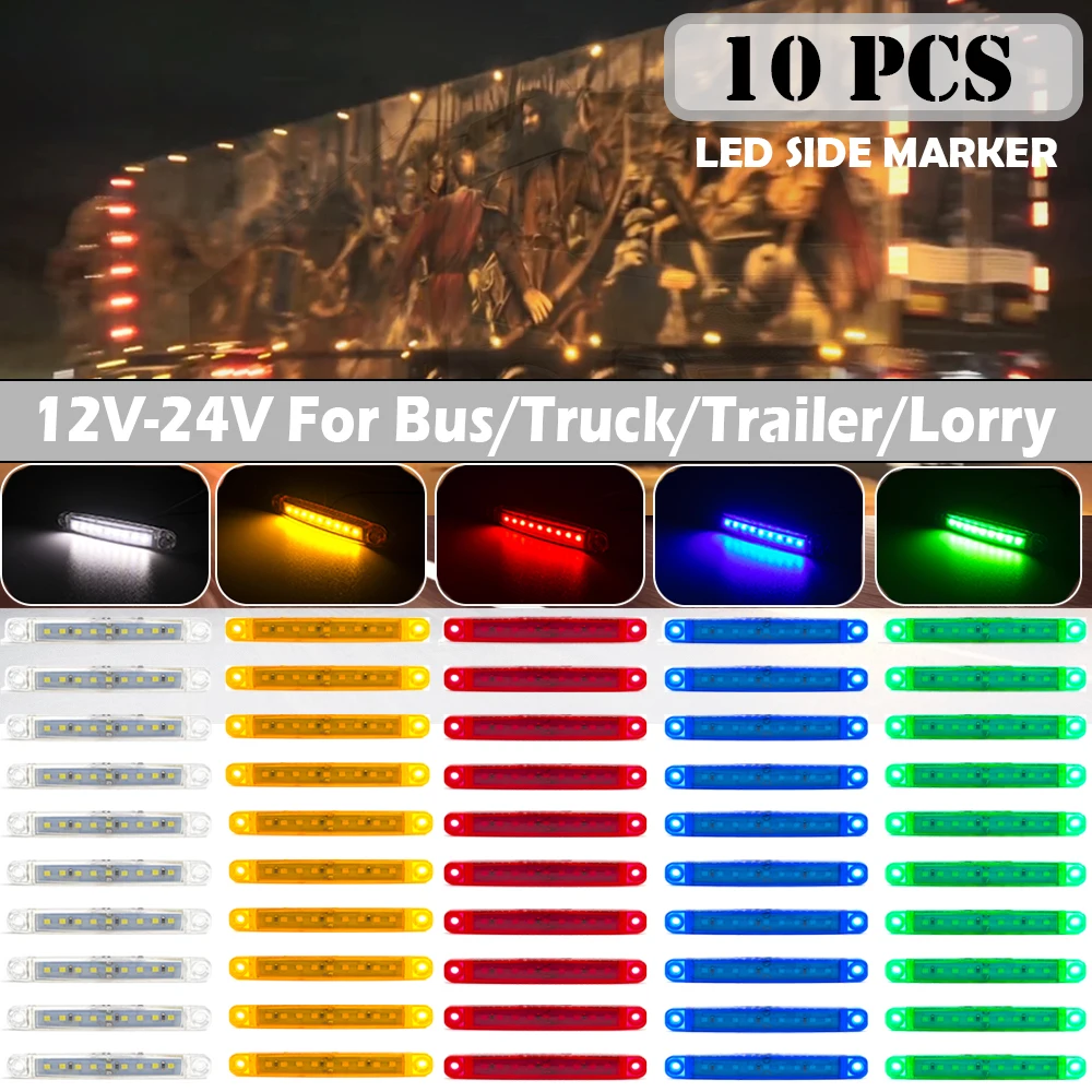 

10x 9 LED 12V 24V Light External Side Marker Oval Clearance Warning Tail Lamp Trailer Truck Lorry Caravan Indicator Accessories