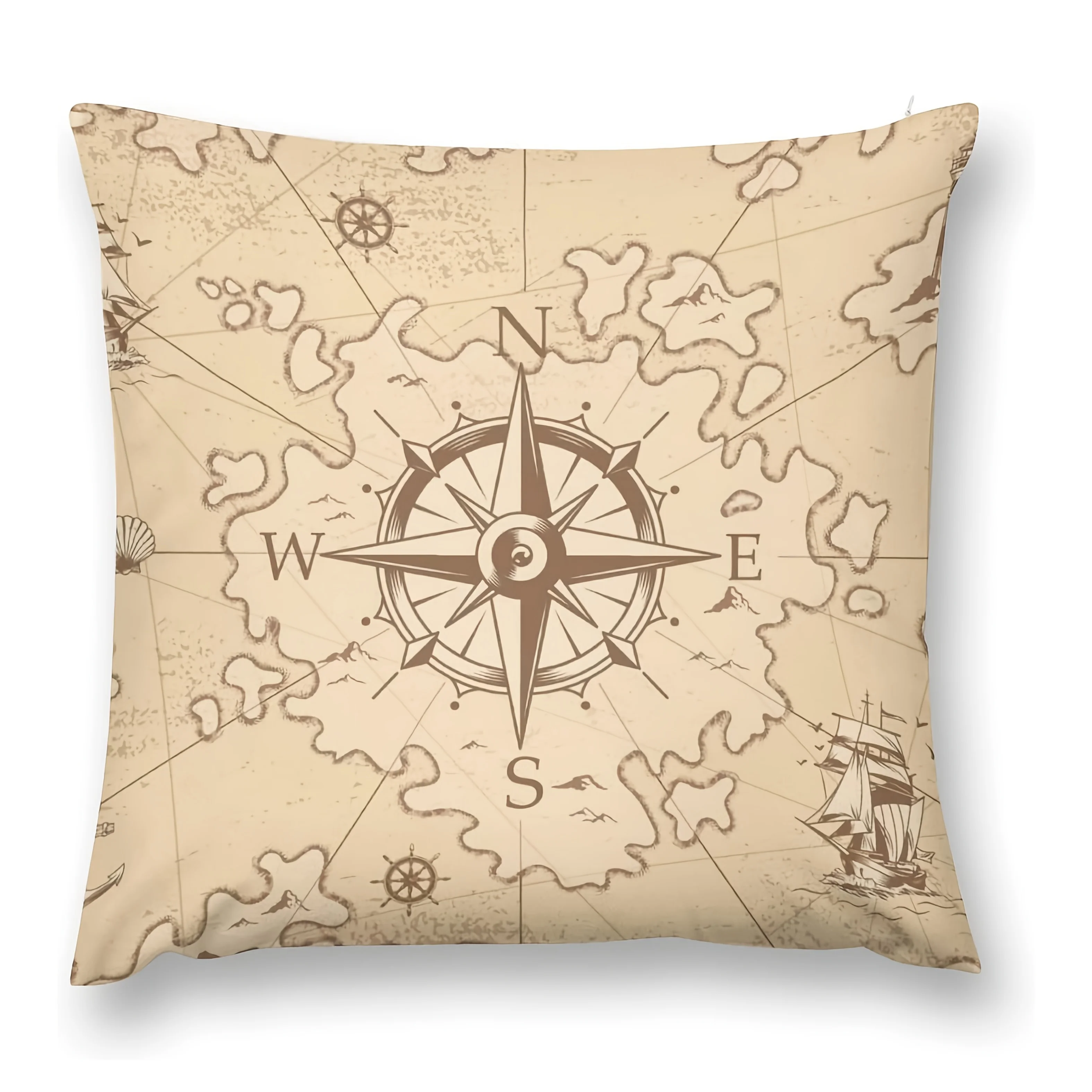 

Льняная наволочка с дизайном компаса