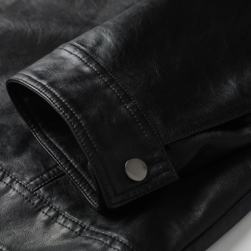 Plus size Men's Leather Coat Lard-bucket plus Size Windproof Stand Collar PU Jacket Autumn Fat Man Outerwear Tide