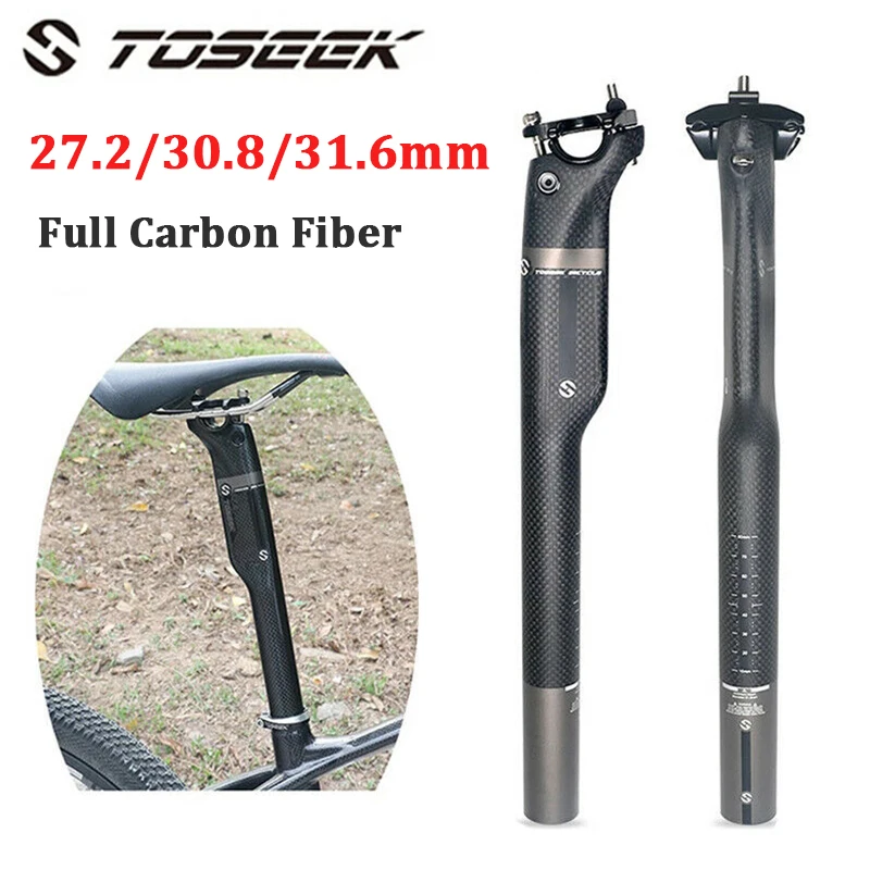 

Подседельный штырь из углеродного волокна TOSEEK 3K, подседельная труба для дорожного горного велосипеда 27,2/30,8/31,6 мм, подседельный штырь для горного велосипеда 350 мм, 400 мм, запчасти для велосипеда