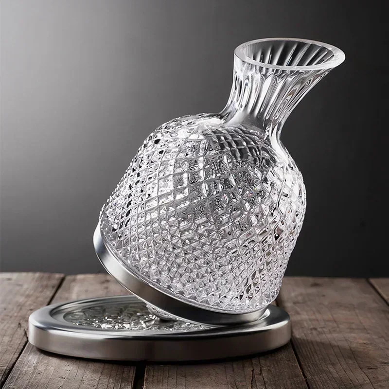 

High Grade Crystal Glass 360 Rotary Decanter Shaker 1500ml Decanter Wine Machine Aeration Mirror Pot Gift Bar Decoration