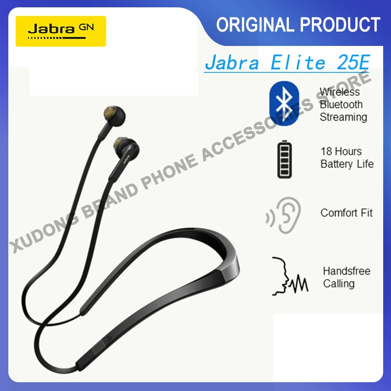 

Original Jabra Elite 25e Wireless Bluetooth Headset with Wind-Microphone Business Earphones Handsfree Stereo Earbuds Headphones