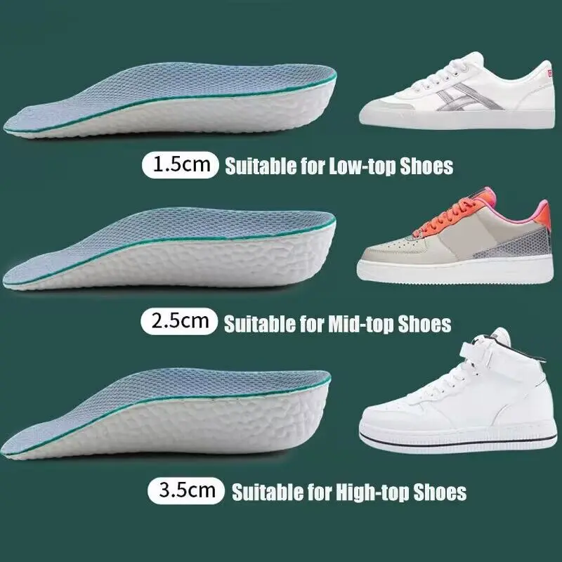 Height Increase Insoles for Men Women Shoes Heel Lift Insert Shoe Pad Flat Feet Arch Support Orthopedic Memory Foam Sport Insole