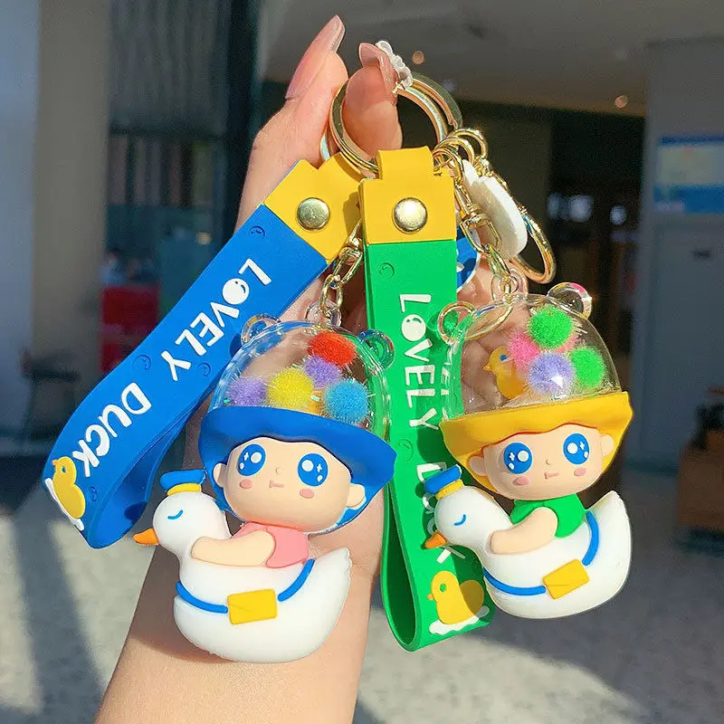 

Новинка брелок утка с мультяшным цветком модный парный аниме брелок аксессуары милый брелок для девочек школьная сумка Подвеска подарок