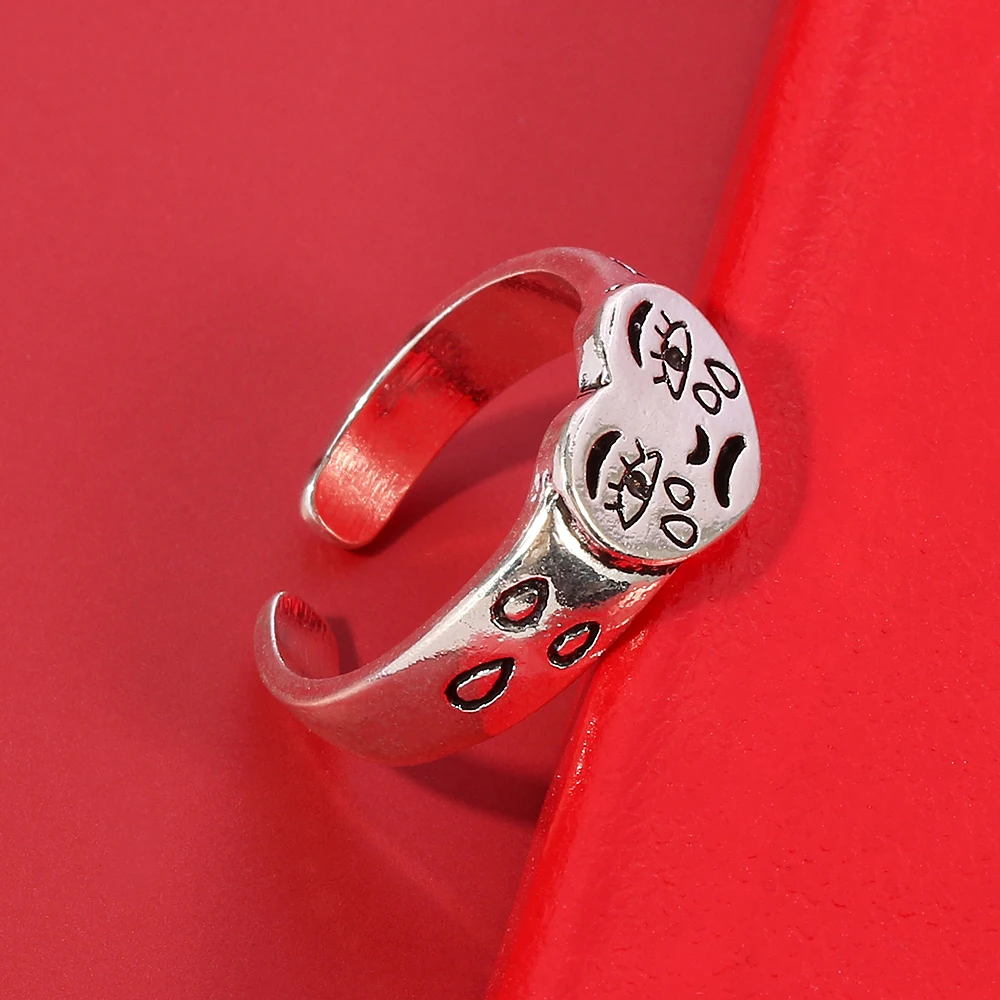 

Punk Fashion Crying Heart Ring For Women Girls Trendy Vintage Silver Color Open Adjustable Special Personality Jewelry Gift