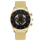 Часы наручные мужские кварцевые с календарём, люксовые модные деловые, с синим сетчатым браслетом из нержавеющей стали