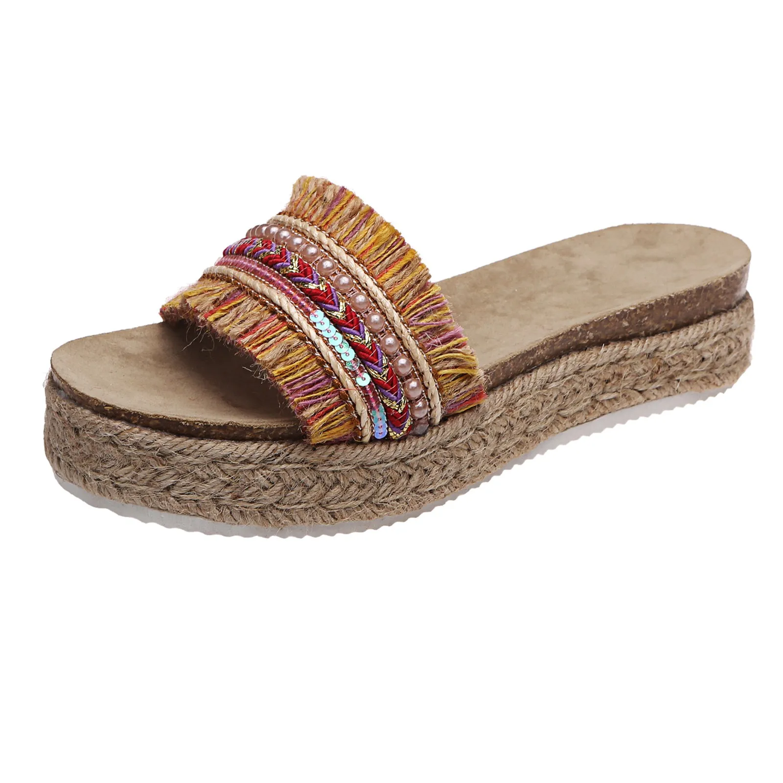 

Сандалии женские пушистые, пляжная обувь с переплетением, дышащие, Нескользящие, удобные, плоская подошва, тапочки с открытым носком, лето