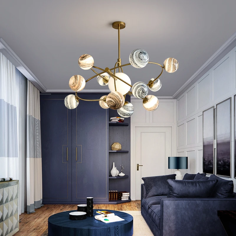 Светодиодный подвесной светильник со стеклянным глобусом люстра с планетой