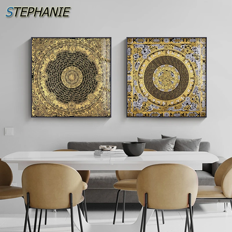 Абстрактная тибетская Магическая картина Thangka на холсте искусство на стену картины с шестью истинными персонажами Декоративные плакаты