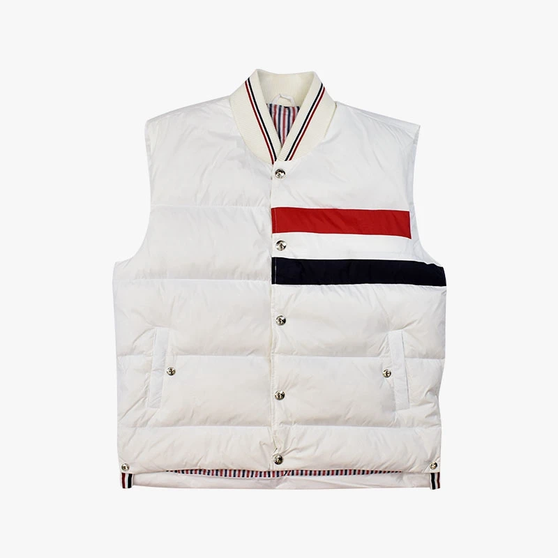 TB THOM Winter Men Down Jacket Vest Thicken TB Striped Sport Casual Outerwear Winter White Duck Down High Quality Men Jacket