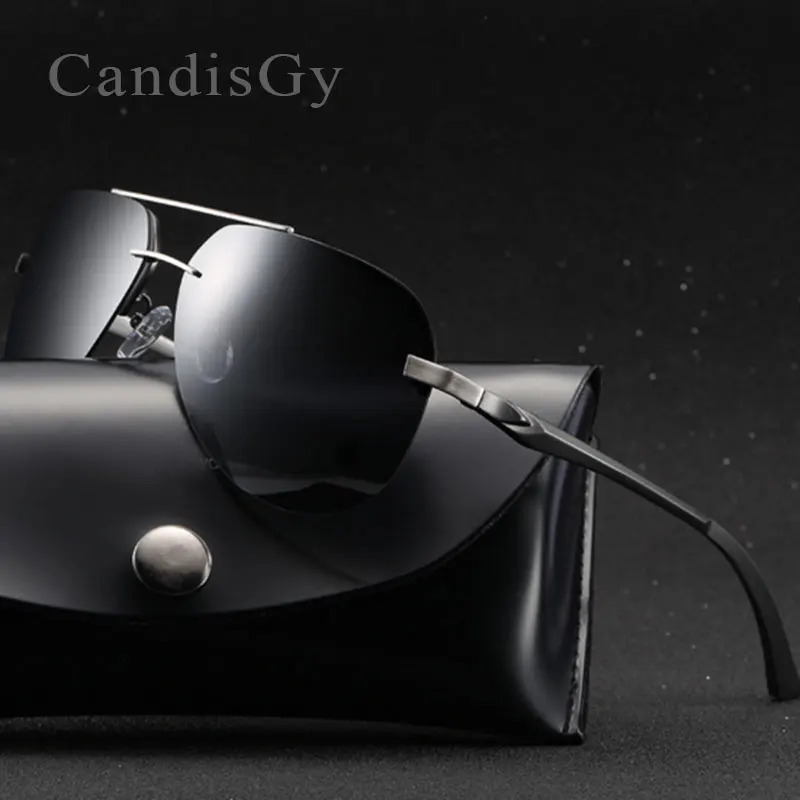 

Polarized Classic Men Sunglasses Brand designer Rimless Rayed Sun glasses Fashion UV400 Mirror Male aviation High Quality Cool