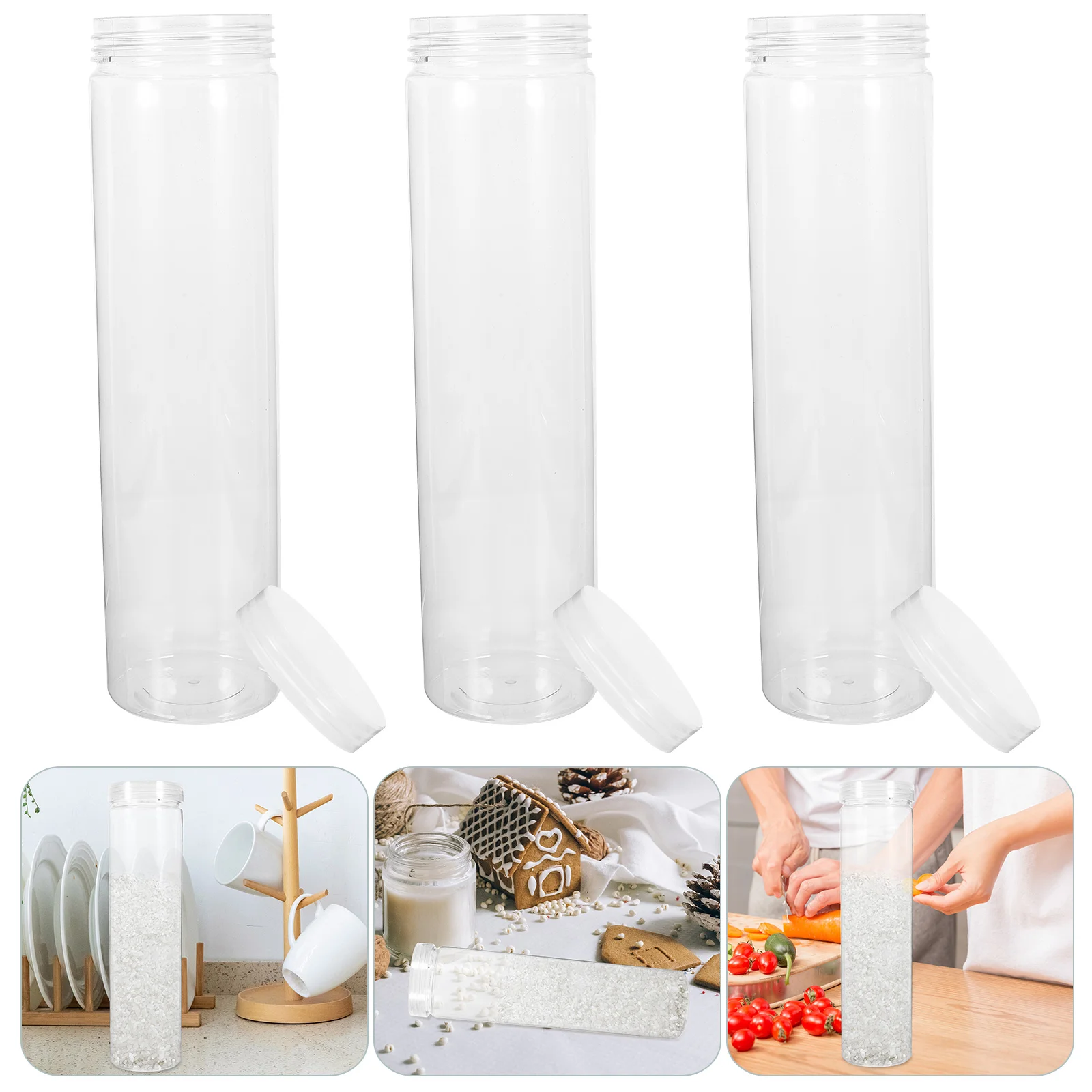 

3 Pcs Round Storage Tank Kitchen Canisters Airtight Food Containers Flour Cereal The Pet For Lid