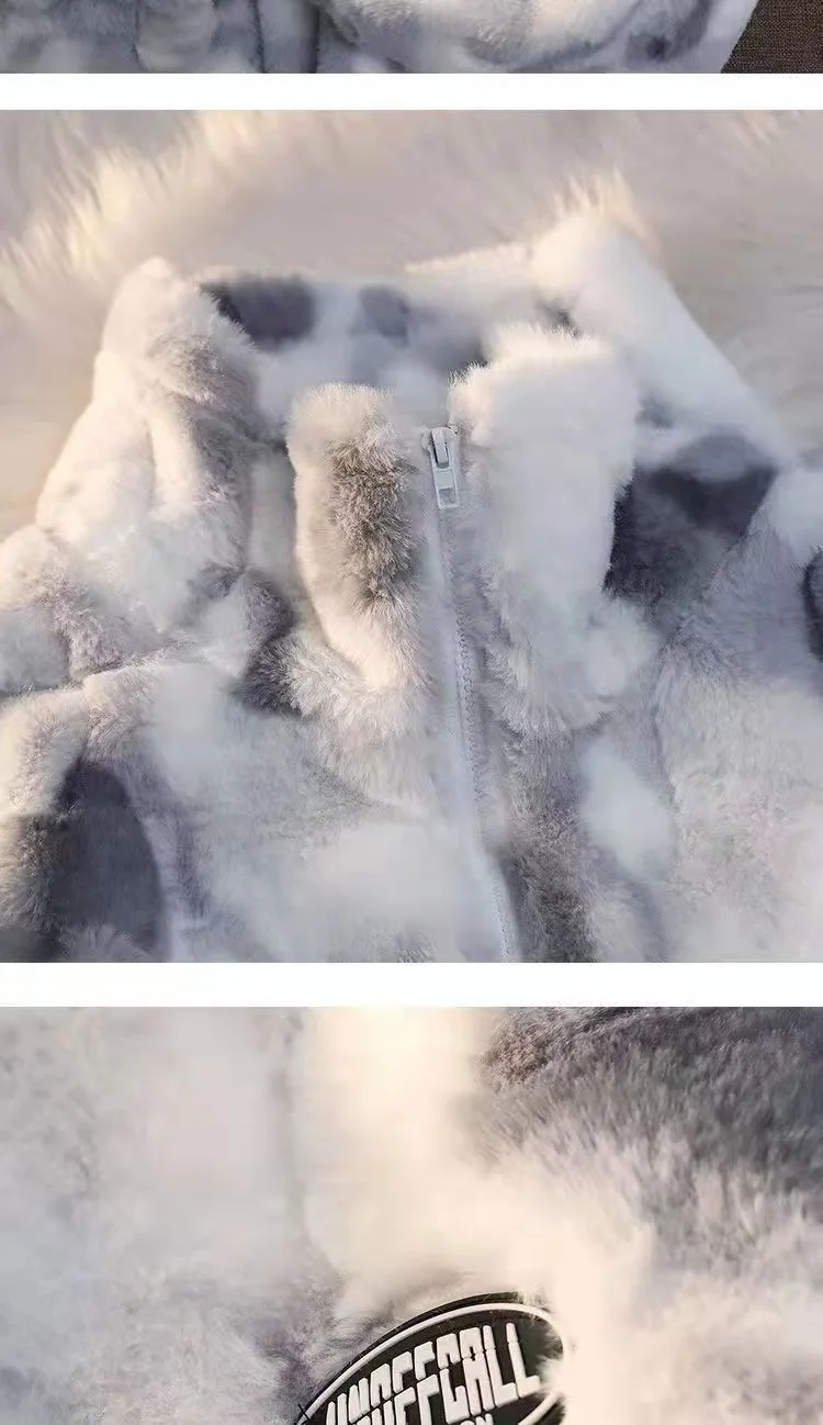 Tie-dye little scented coat for women 2022 new winter loose and thick imitation lamb cashmere top fashion women's wear