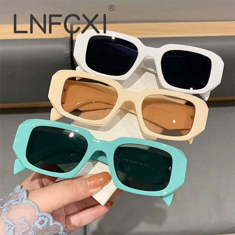 

Новинка, большие Универсальные солнцезащитные очки LNFCXI в ретро-стиле с квадратной оправой, Женская Личная фотография в стиле хип-хоп